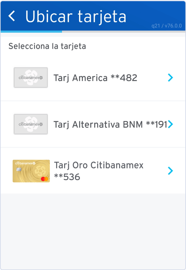 En pantalla se te mostrará la información de tus tarjetas en proceso de entrega. Deberás dar clic a la tarjeta a ubicar