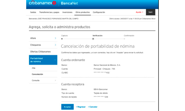 Verifica tu información y confirma el trámite con tu NetKey