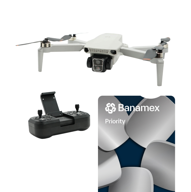 Dron blanco y control.