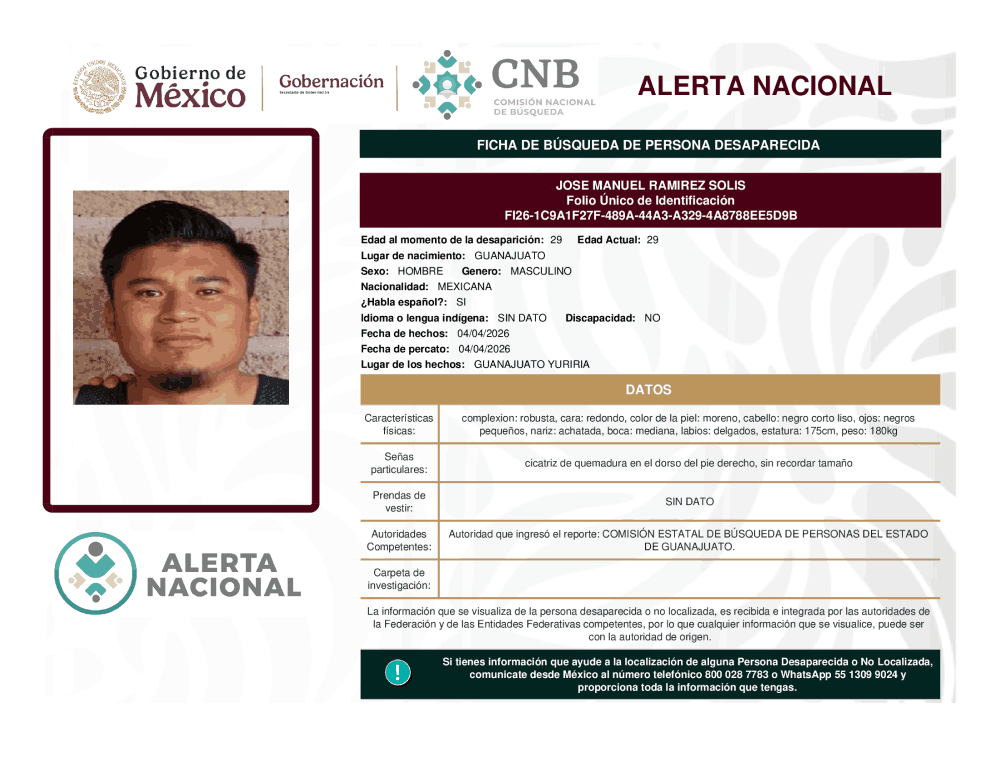 Persona desaparecida Jose Manuel Ramirez Solis 