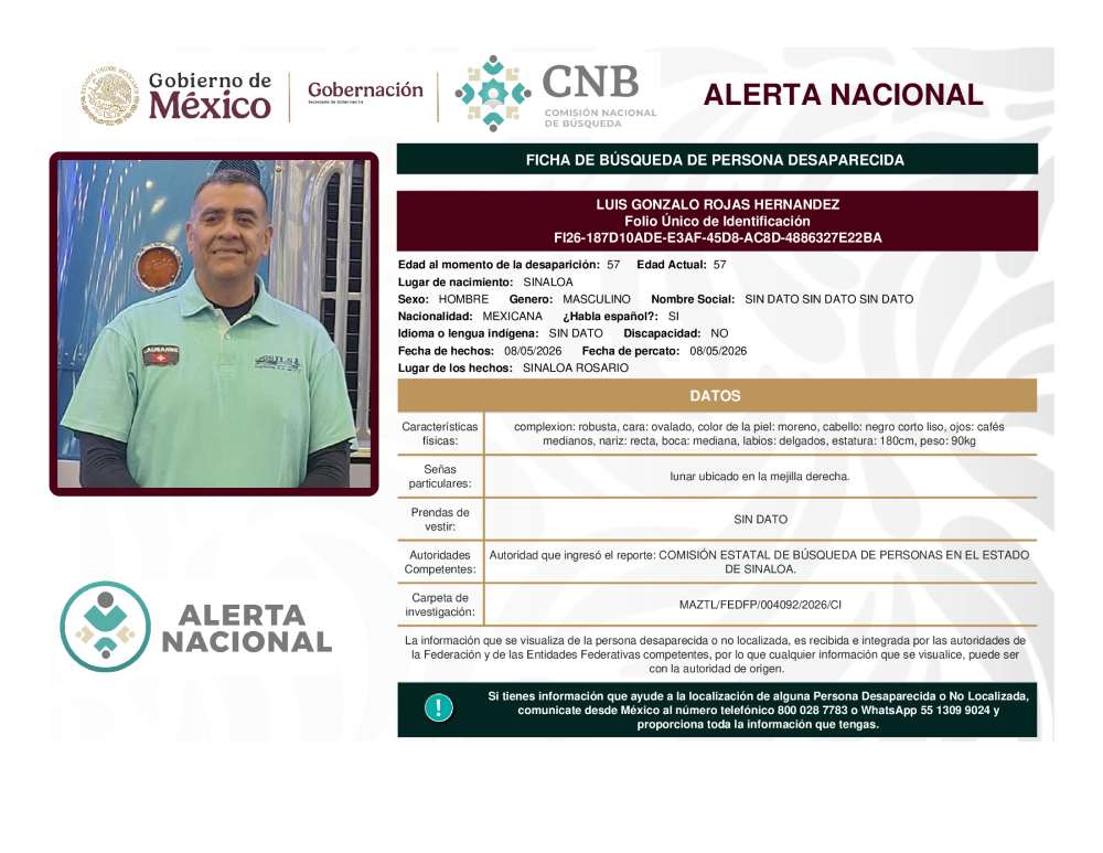 Persona desaparecida Luis Gonzalo Rojas Hernandez