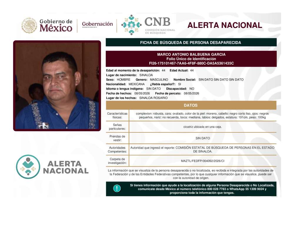 Persona desaparecida Marco Antonio Balbuena Garcia