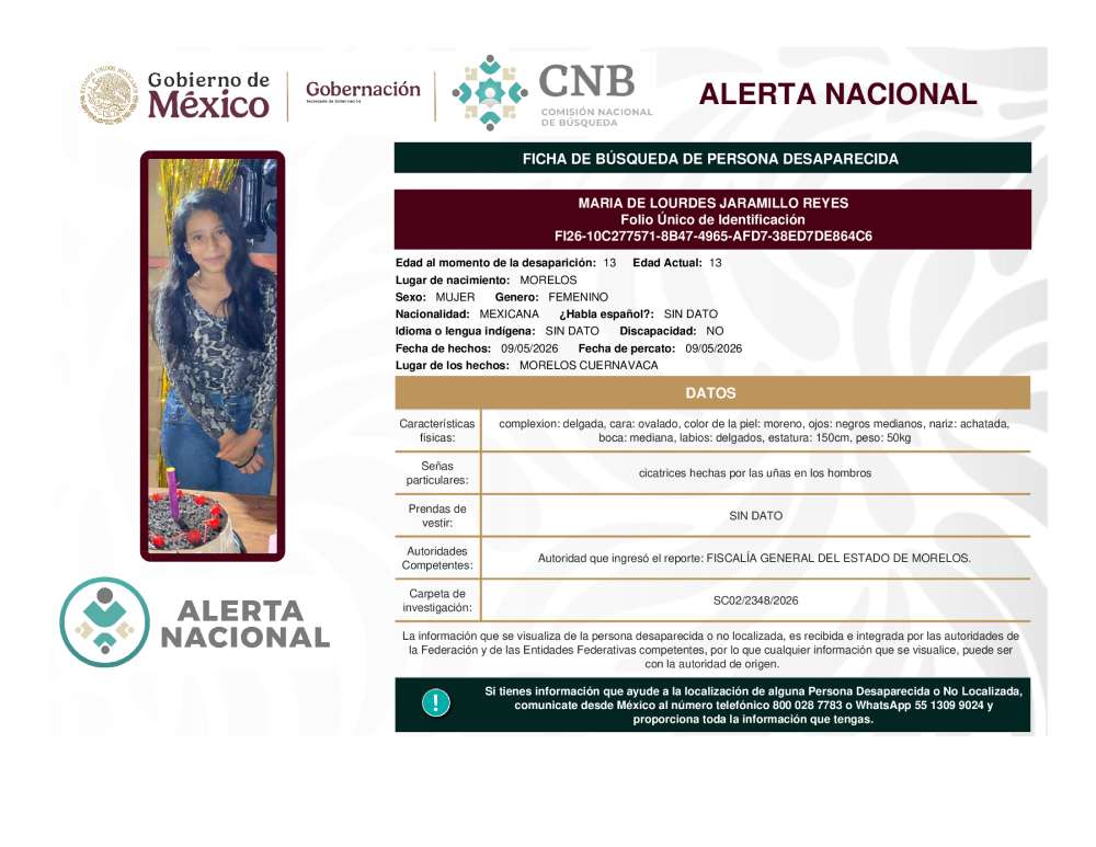 Persona desaparecida Maria De Lourdes Jaramillo Reyes