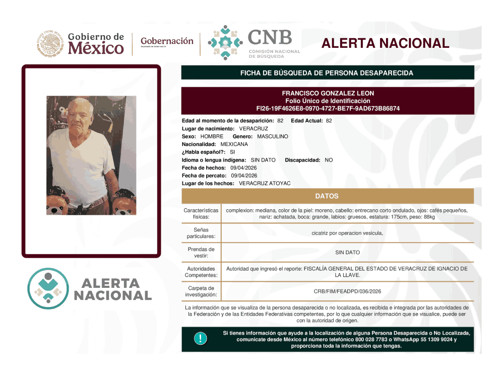 Persona desaparecida Francisco González León