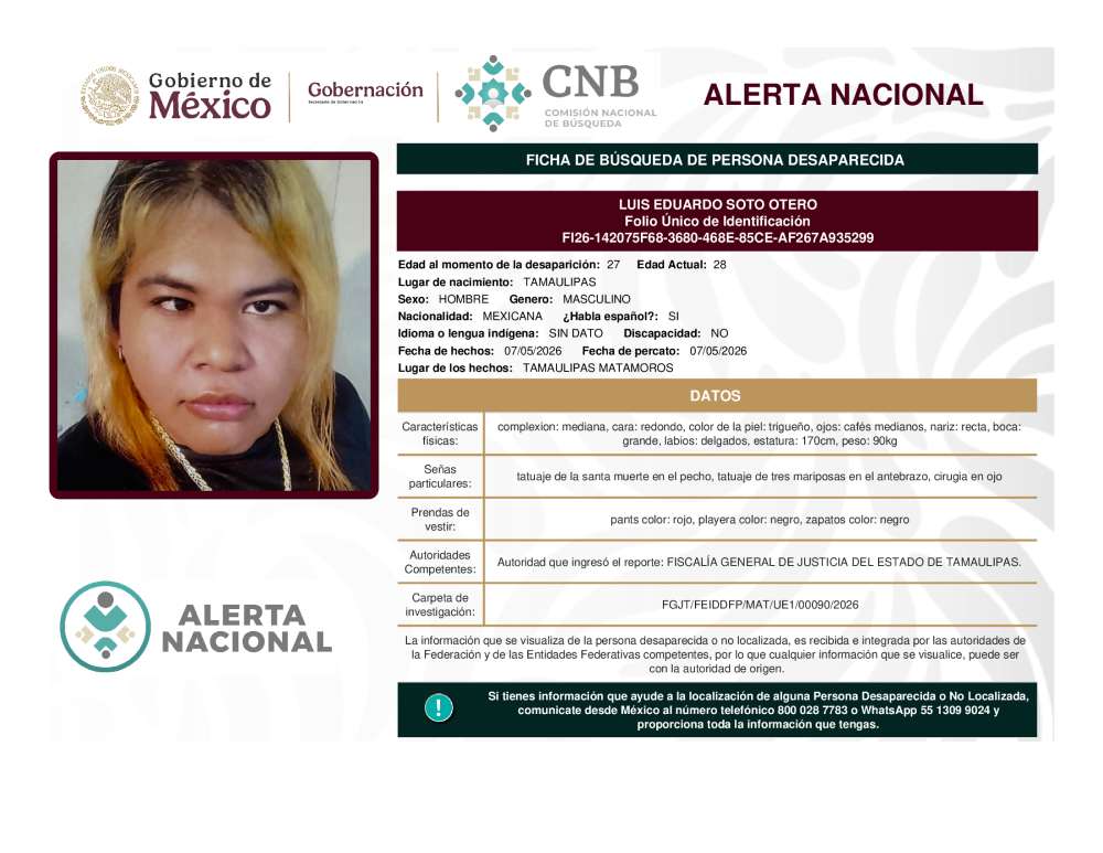 Persona desaparecida Luis Eduardo Soto Otero