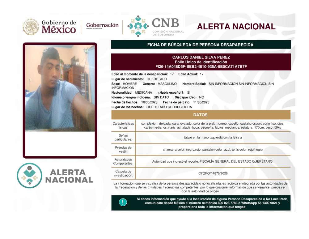 Persona desaparecida Carlos Daniel Silva Perez