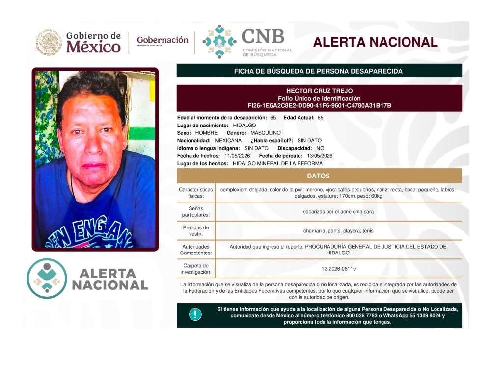Persona desaparecida Hector Cruz Trejo