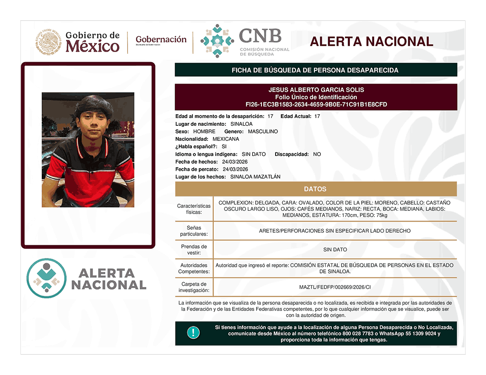 Persona desaparecida Jesus Alberto