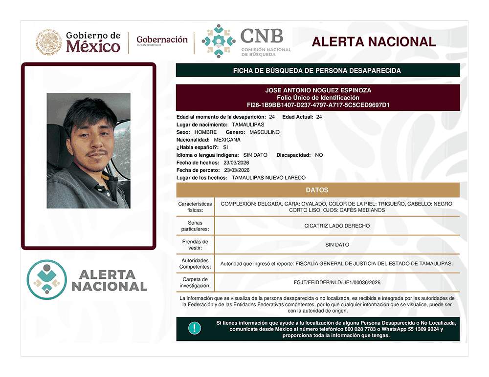 Persona desaparecida José Antonio