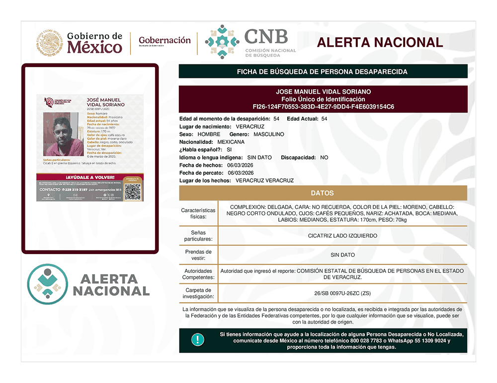 Persona desaparecida José Manuel