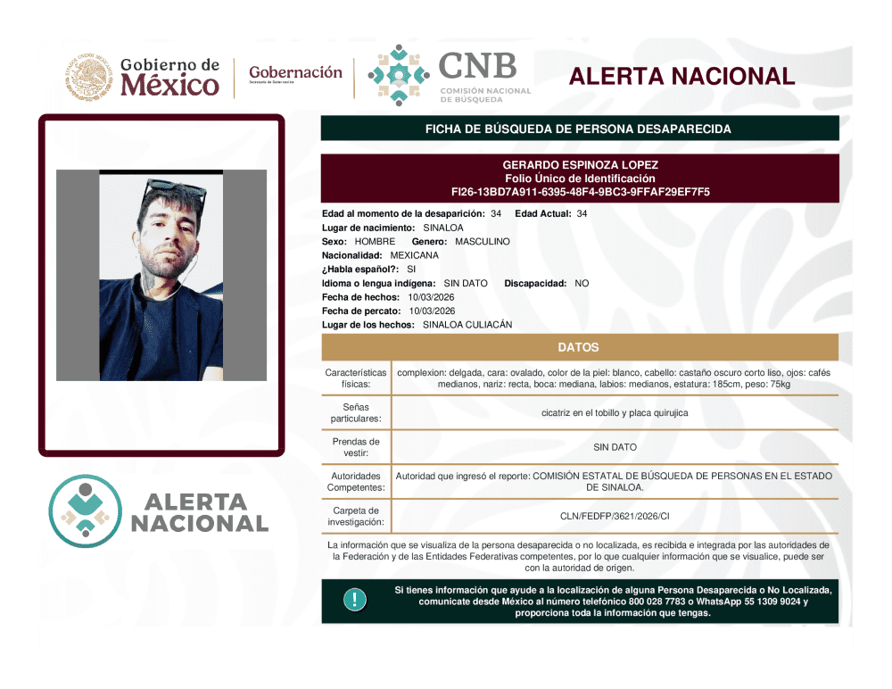 Persona desaparecida Gerardo Espinoza