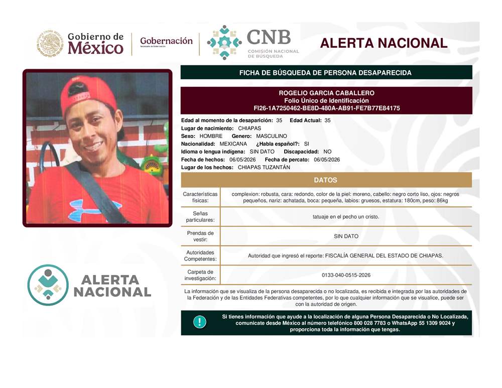 Persona desaparecida Rogelio García Caballero