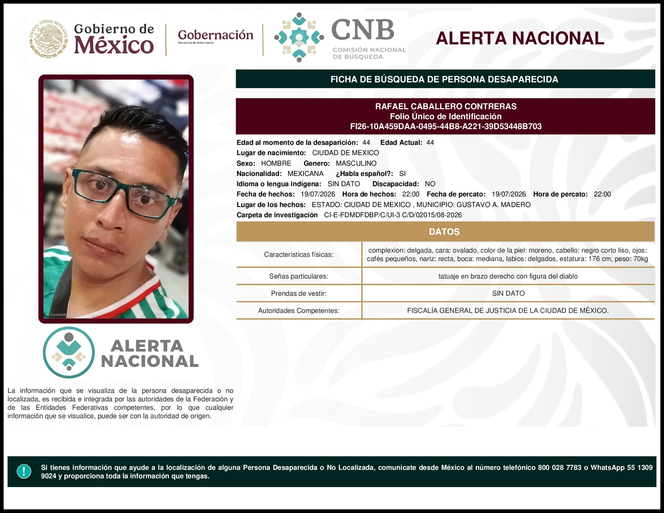 Persona desaparecida Rafael Caballero Contreras
