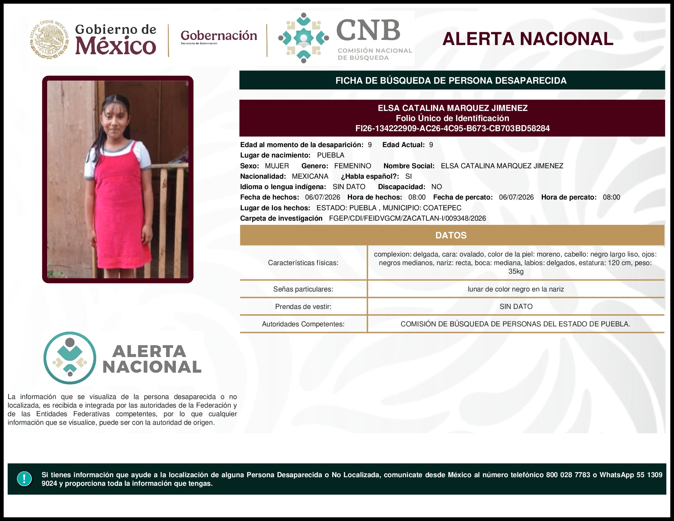 Persona desaparecida Elsa Catalina Marquez Jimenez