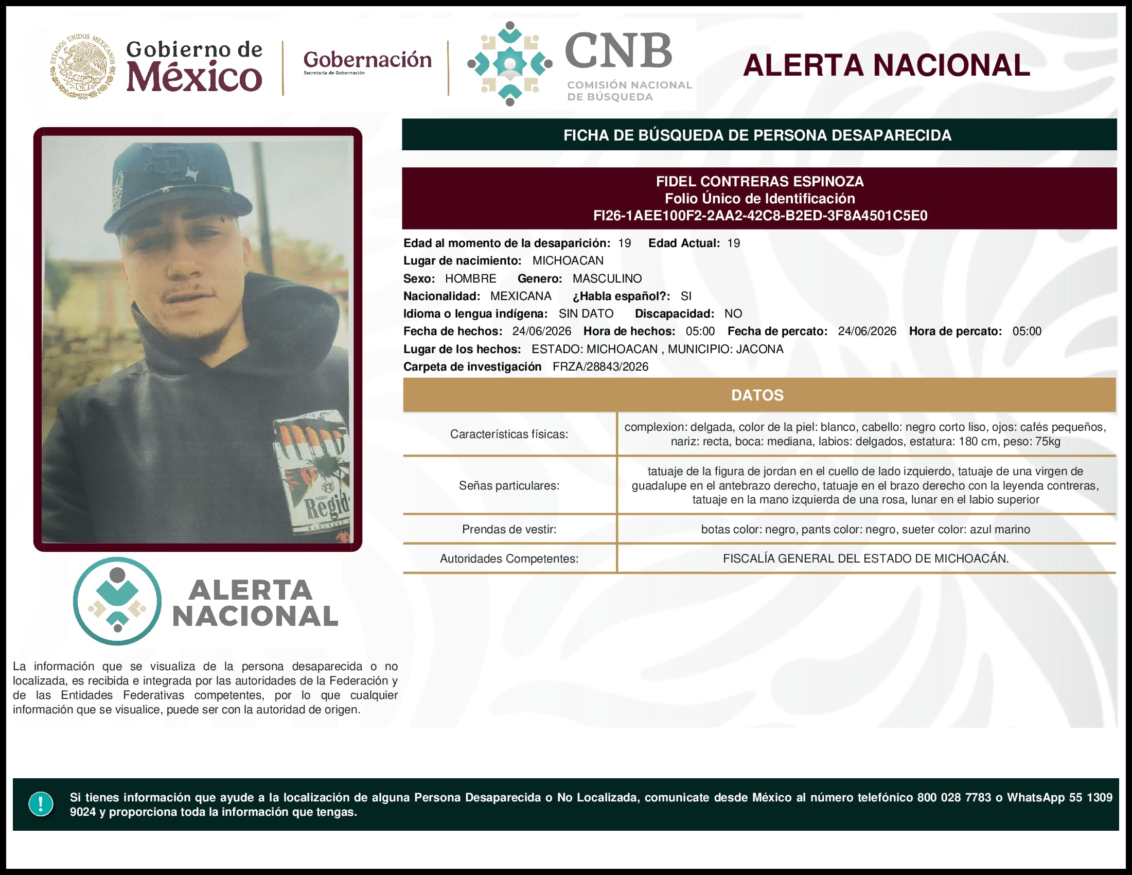 Persona desaparecida Fidel Contreras Espinoza