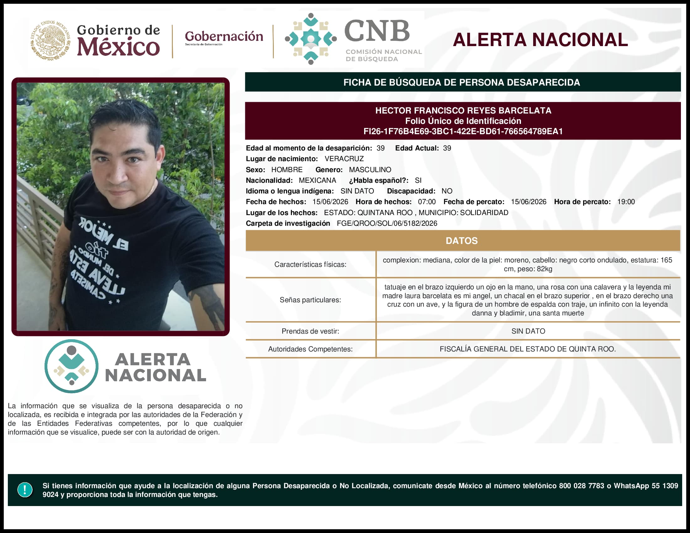 Persona desaparecida Hector Francisco Reyes Barcelata