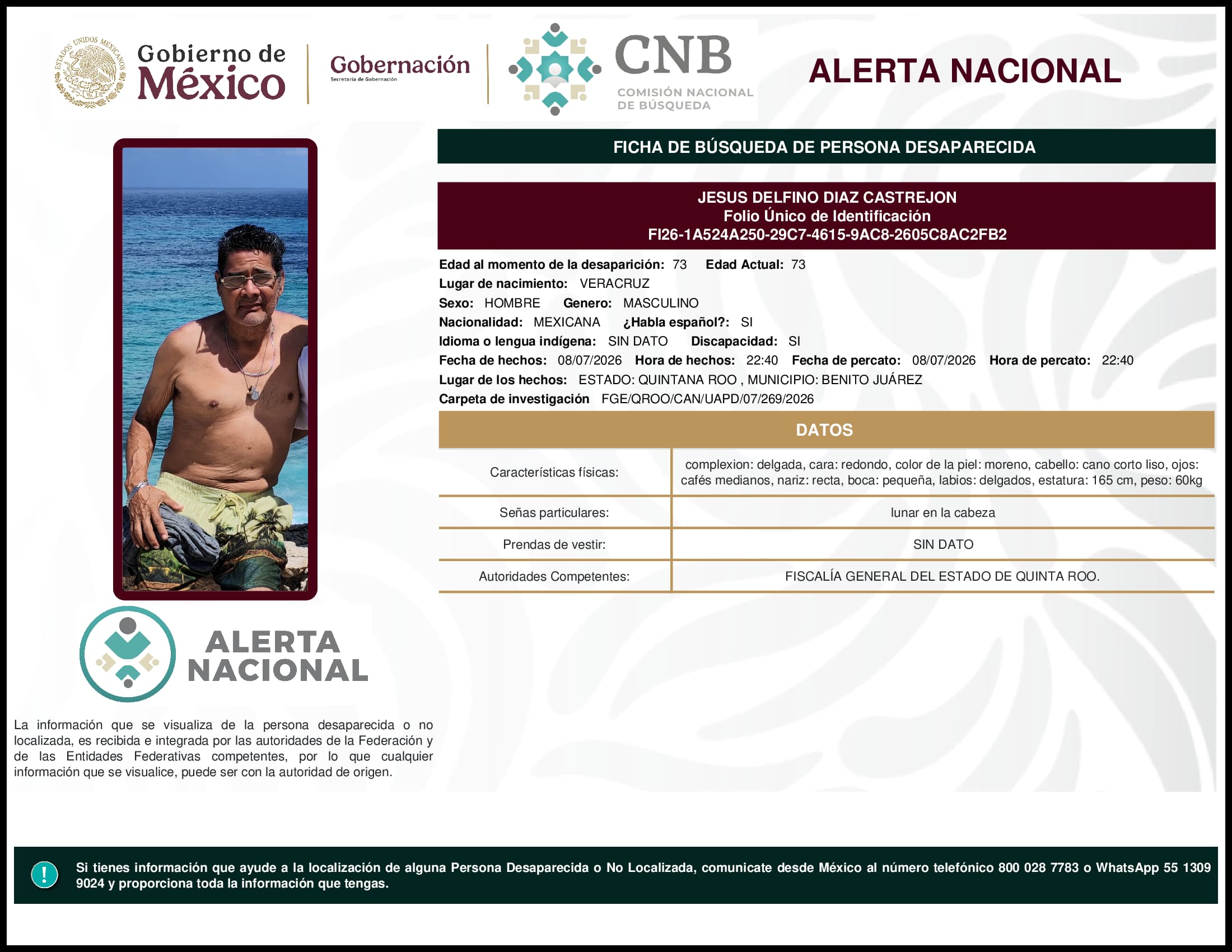 Persona desaparecida Jesus Delfino Diaz Castrejon