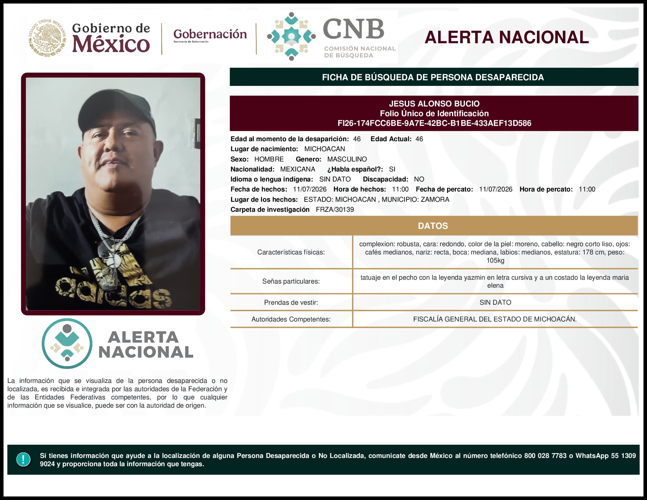Persona desaparecida Jesus Alonso Bucio