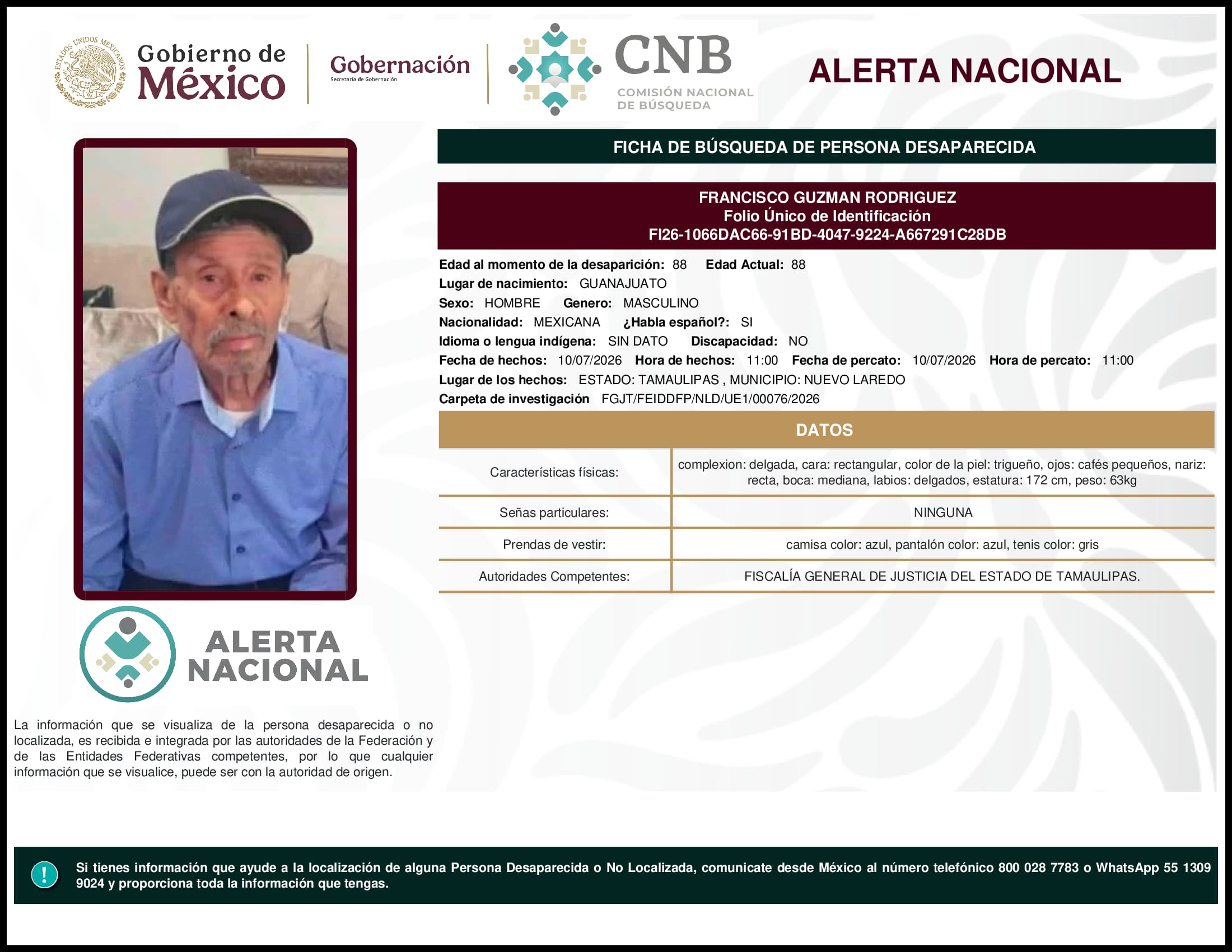 Persona desaparecida Francisco Guzman Rodriguez