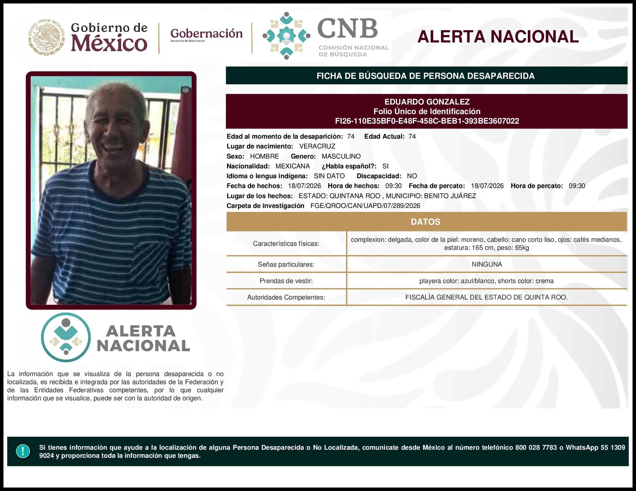 Persona desaparecida Eduardo Gonzalez