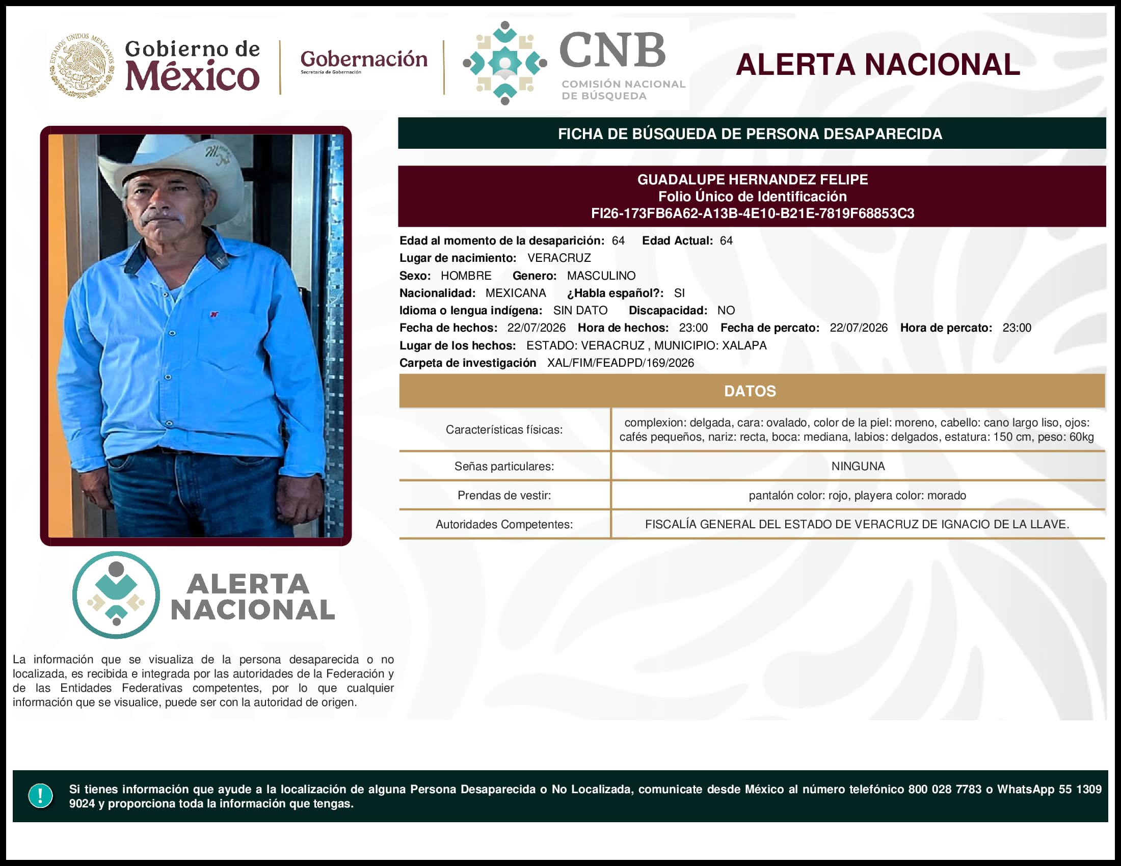 Persona desaparecida Guadalupe Hernandez Felipe