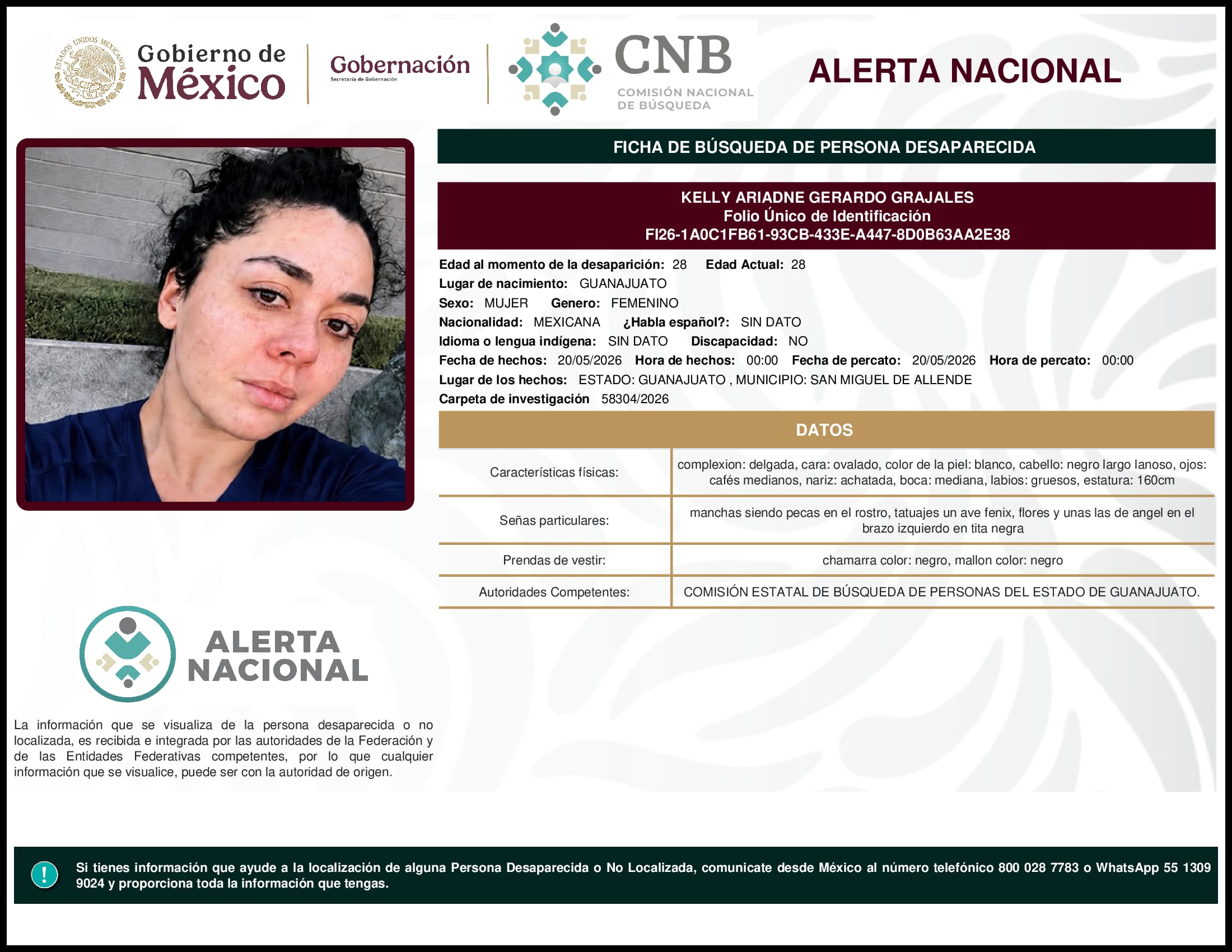 Persona desaparecida Kelly Ariadne Gerardo Grajales
