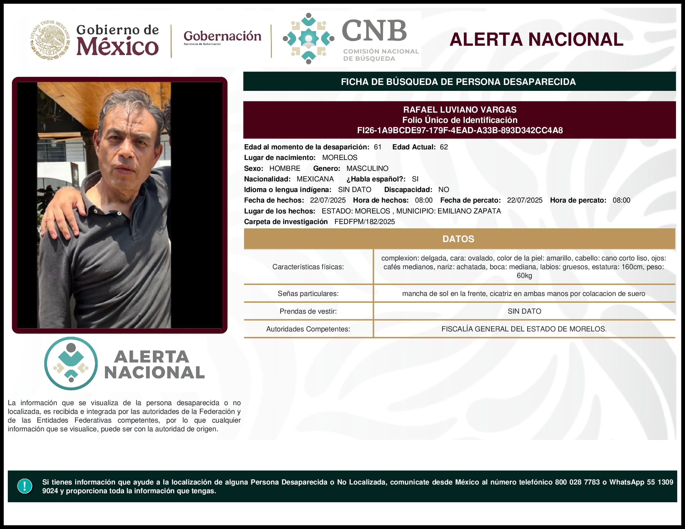 Persona desaparecida Rafael Luviano Vargas