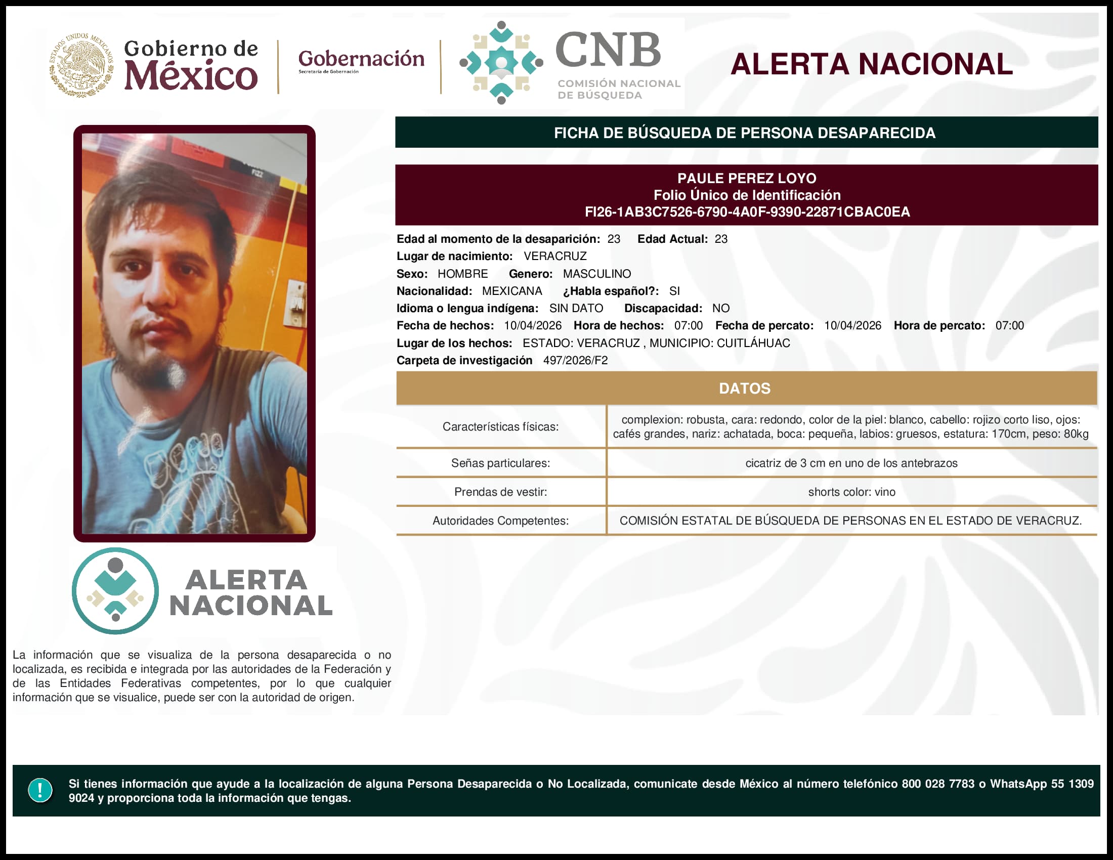 Persona desaparecida Paule Perez Loyo