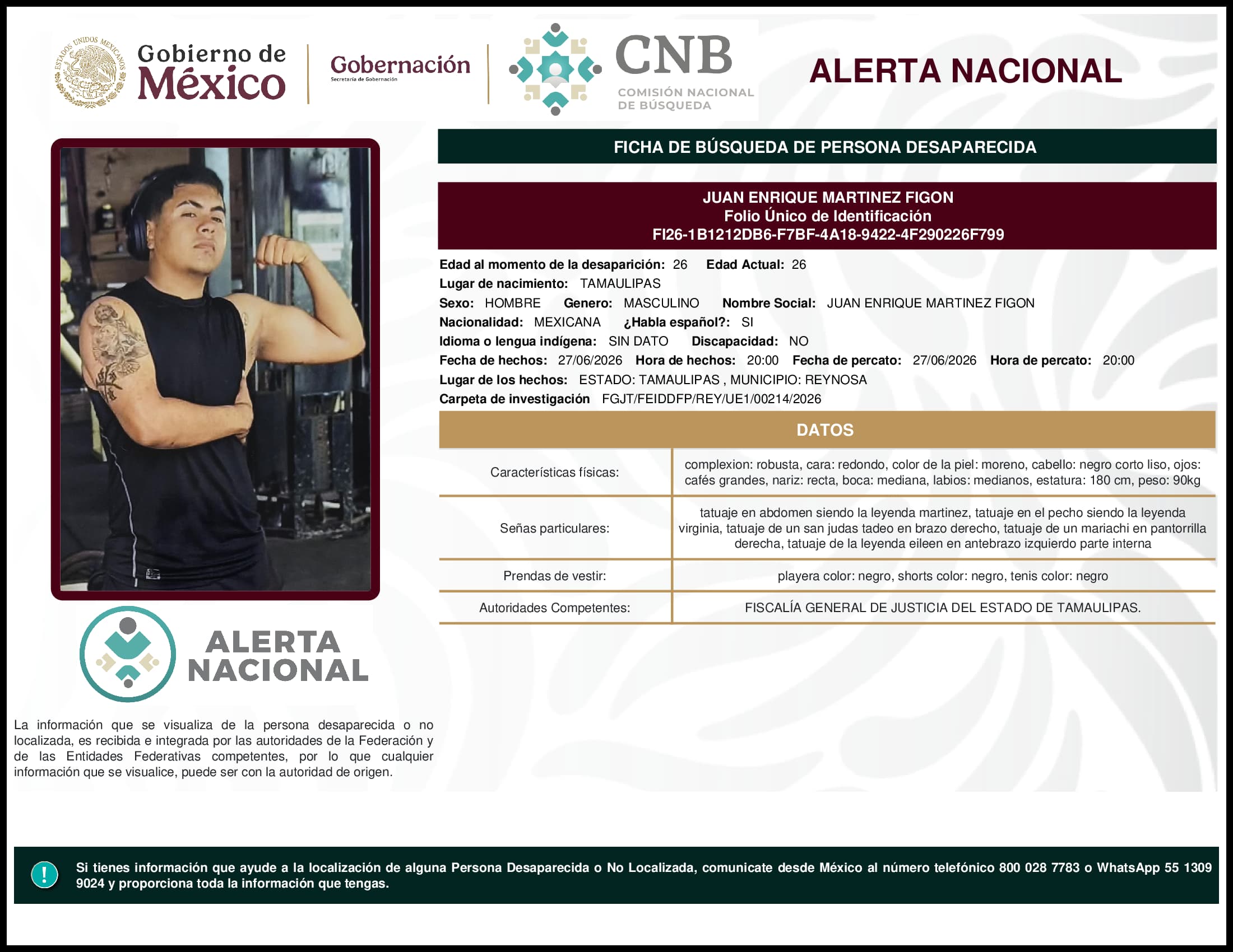 Persona desaparecida Juan Enrique Martinez Figon