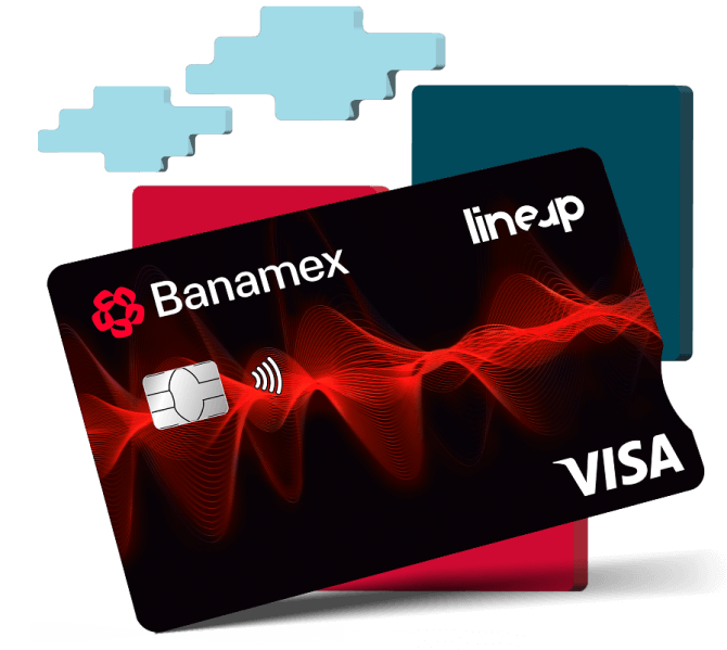 Tarjeta de crédito Affinity Card Banamex vista en diagonal.